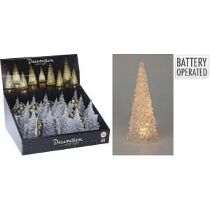 Vánoční akrylový LED stromeček 12 cm, sada 6 ks