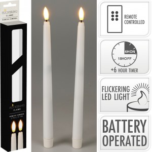 Sada 2 ks LED stolních svíček 27 cm, bílá, časovač
