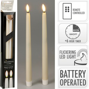 Sada 2 ks LED stolních svíček 27 cm, slonovinová, časovač