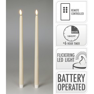 Sada 2 ks LED stolních svíček 38 cm, slonovinová, časovač