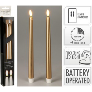 Sada 2 ks LED stolních svíček, 27 cm, zlaté, časovač
