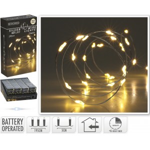 Vánoční osvětlení 40 LED, 195 cm, teplé bílé světlo, časovač, interiér 