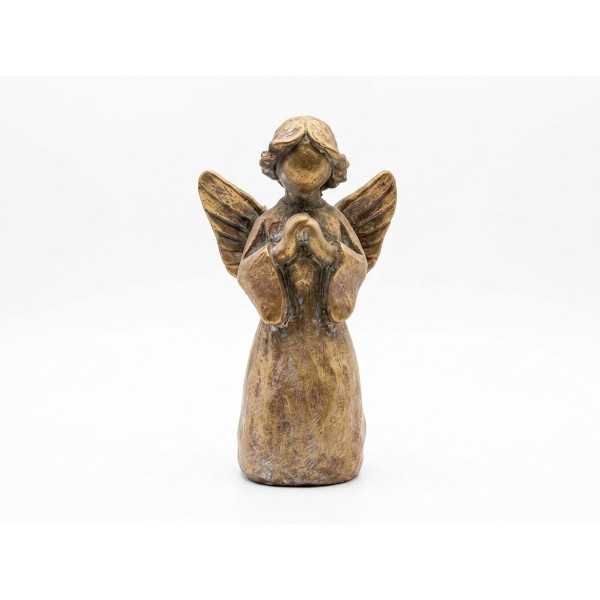 Cementový zlatý anděl Uriel, 12 × 8 × 21,5 cm