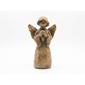 Cementový zlatý anděl Uriel, 12 × 8 × 21,5 cm