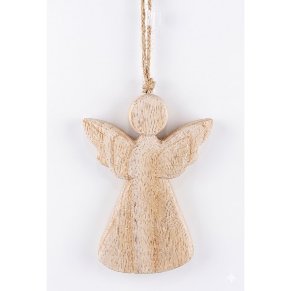 Anděl – přírodní, závěsná dekorace, dřevo, 20 × 15 × 6 cm