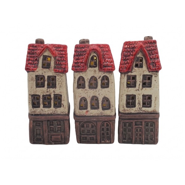 Sada 3 ks keramických přírodních domečků, mix, 5,8 × 5,4 × 14,9 cm