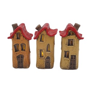 Sada 3 ks keramických pískových domečků, mix, 8,2 × 6,4 × 16,4 cm