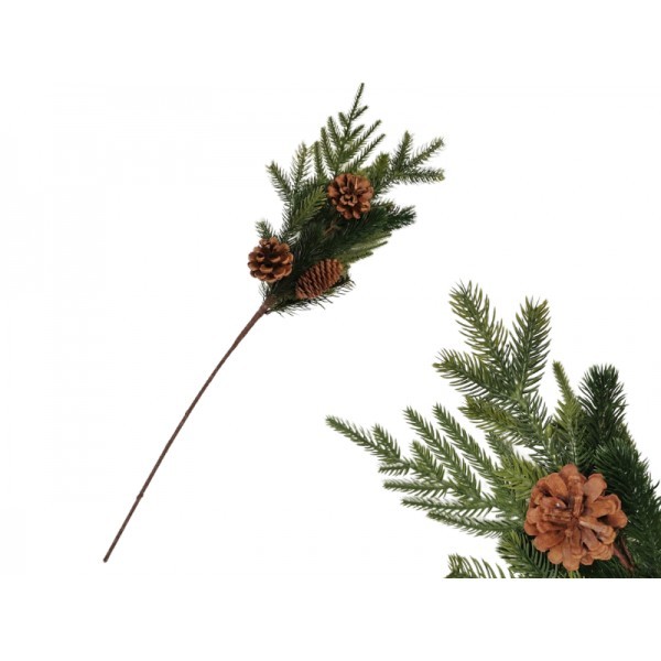 Borovicová větvička s šiškami – 68 cm, sada 6 ks