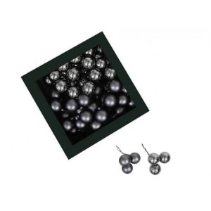 Sada 144 ks vánočních baněk, holubí šeď, průměr 2,5 cm