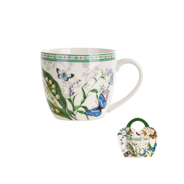 Porcelánový hrnek 460 ml v dárkovém košíčku FLOWER DREAM 