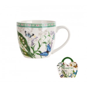 Porcelánový hrnek 460 ml v dárkovém košíčku FLOWER DREAM 