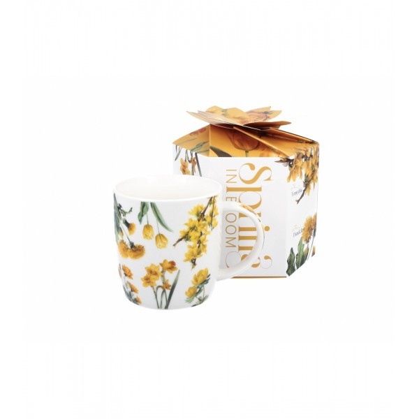 Porcelánový hrnek ŽLUTÉ KVĚTY 400 ml v dárkové krabičce 