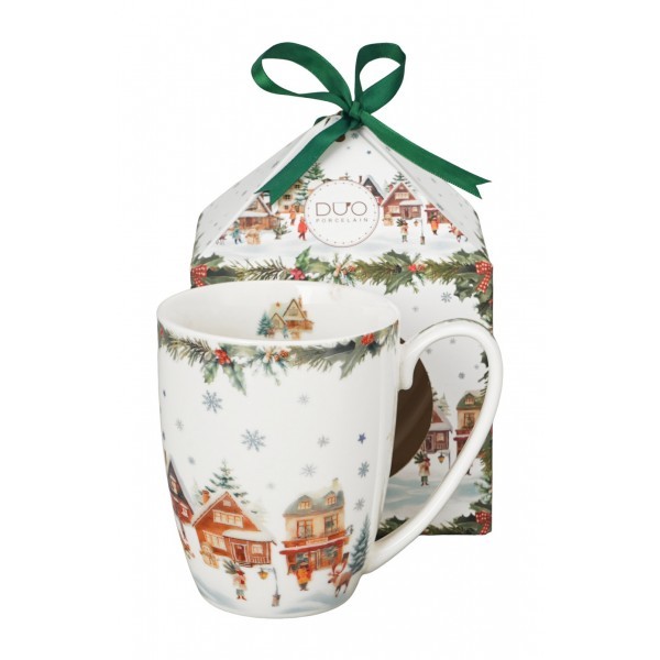 Porcelánový hrnek CHRISTMAS VILLAGE 360 ml v dárkové krabičce