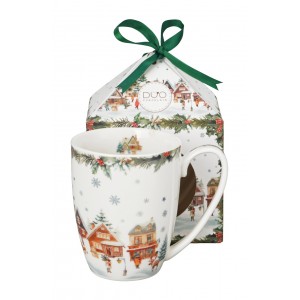 Porcelánový hrnek CHRISTMAS VILLAGE 360 ml v dárkové krabičce