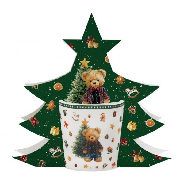 Vánoční hrnek TEDDY NOEL 400 ml v dárkové krabičce ve tvaru stromečku