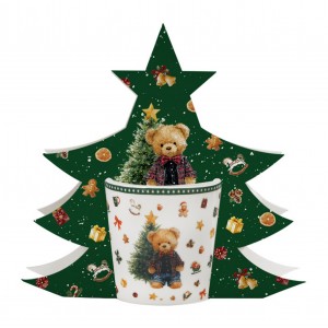 Vánoční hrnek TEDDY NOEL 400 ml v dárkové krabičce ve tvaru stromečku