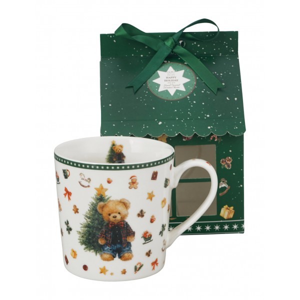 Vánoční hrnek TEDDY NOEL 360 ml v dárkové krabičce ve tvaru domečku