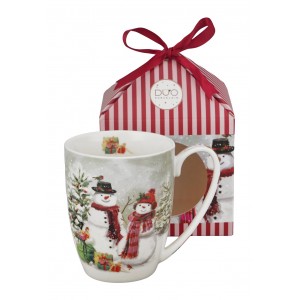Vánoční hrnek SNOWMAN SMILE 360 ml v dárkové krabičce s mašlí