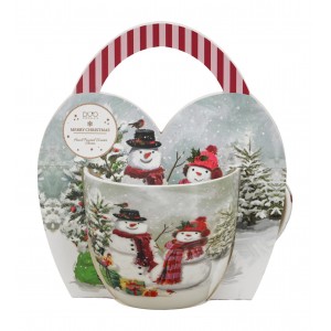 Vánoční hrnek SNOWMAN SMILE 460 ml v dárkovém košíku
