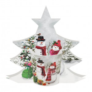 Vánoční hrnek SNOWMAN SMILE 360 ml v dárkové krabičce ve tvaru stromečku