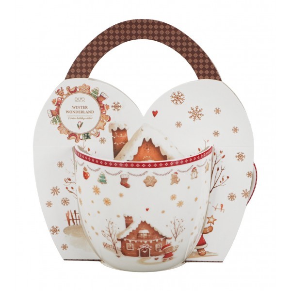Vánoční hrnek GINGERBREAD HOUSE 460 ml v košíku