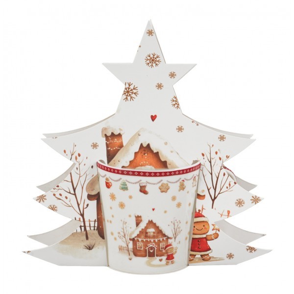 Vánoční hrnek GINGERBREAD HOUSE 360 ml v dárkovém balení ve tvaru stromečku