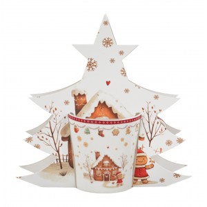 Vánoční hrnek GINGERBREAD HOUSE 360 ml v dárkovém balení ve tvaru stromečku