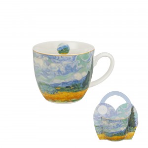 Porcelánový hrnek 460 ml v košíčku WHEAT FIELD – inspirováno Van Goghem