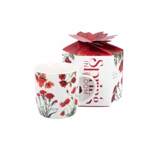 Porcelánový hrnek ČERVENÉ KVĚTY v krabičce – 400 ml