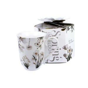 Vintage porcelánový hrnek BÍLÉ KVĚTY – 460 ml