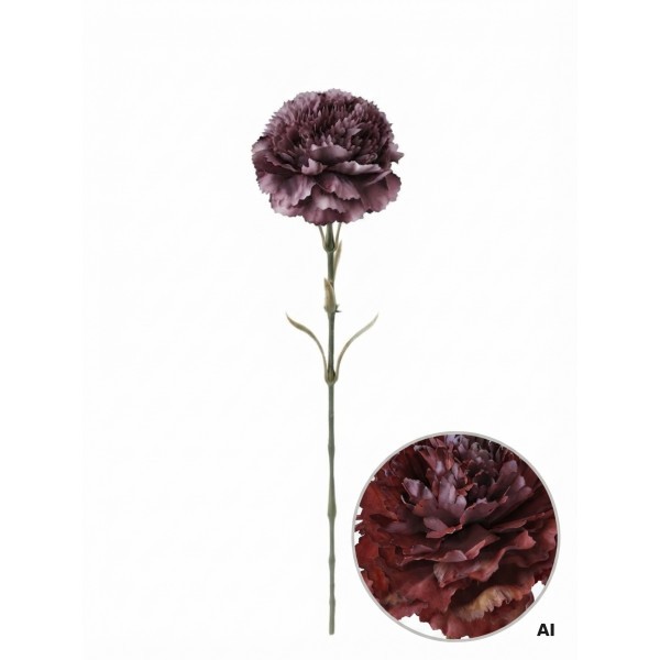 Umělý tmavě fialový karafiát 58 cm