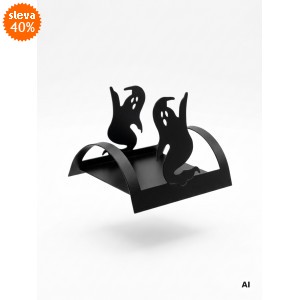 Kovový svícen s duchy – Halloween dekorace, 6 x 6,5 cm