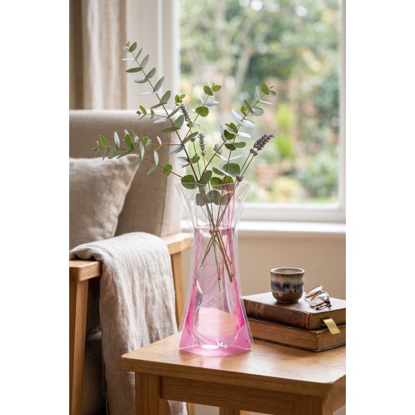 Skládací plastová váza velká – vlna růžová, 28 cm (3 ks)
