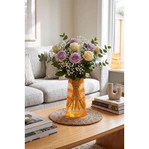 Skládací plastová váza velká – proužek oranžový, 28 cm (2 ks)