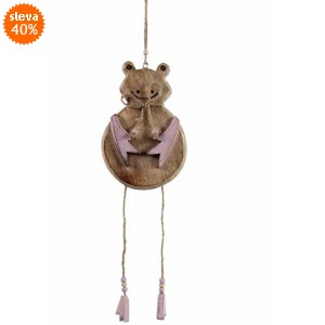 Dřevěná žába na zavěšení purpurová