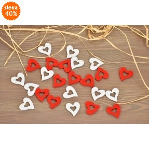 Dekorativní plstěná srdíčka, sada 24 ks
