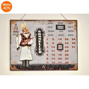 Nástěnný kovový kalendář Sommelier