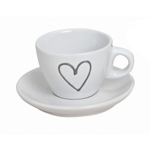 Hrnek espresso s podtalířkem, bílý, balení 4 ks