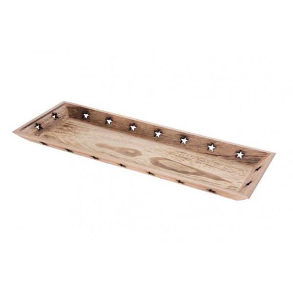 Dřevěný tác s motivem hvězd, přírodní 40x16 cm