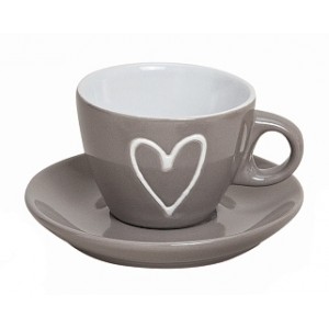 Hrnek espresso s podtalířkem, hnědý, balení 4 ks