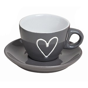 Hrnek espresso s podtalířkem, šedý