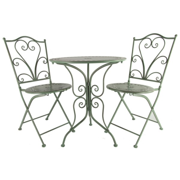 Kovový stůl a židle Provence zelená