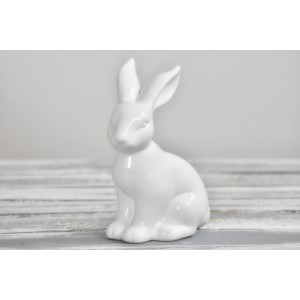 Porcelánový zajíc bílý 18 cm