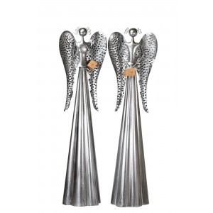Plechový anděl se srdíčkem stříbrný 115 cm, balení 2 ks