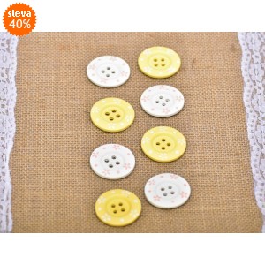 Dřevěné knoflíky balení 2 ks, žluté, bílé
