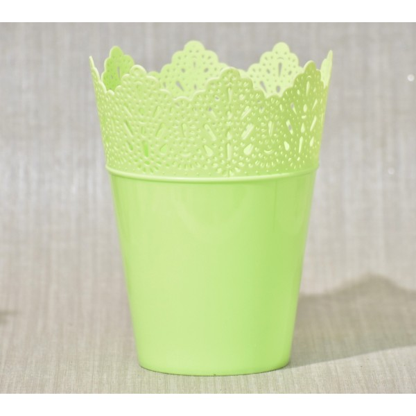Plastový květináč krajka, zelený 14,5x19 cm
