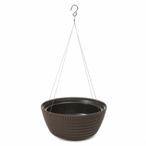 Plastový květináč Bowl Jersey na zavěšení 300 mm, mocca