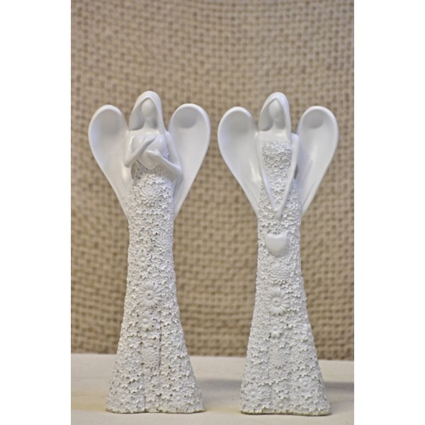 Anděl Flo bílý 32 cm, mix druhů, sada 2ks