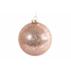 Růžová vánoční baňka Yana M, 3ks