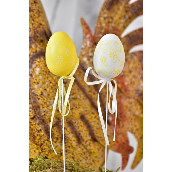 Plastová vajíčka na špejli, květinový motiv s/6, 6 cm